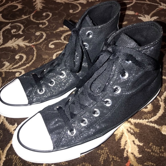 Black sparkle high-top converse - Picture 4 of 5